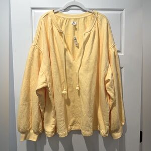 NWT AERIE XL Yellow Cotton Sweatshirt